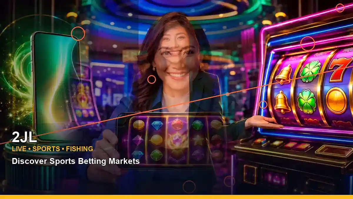2JL reels casino bonus games featuring an adult Filipina casino host with a right close-up composition