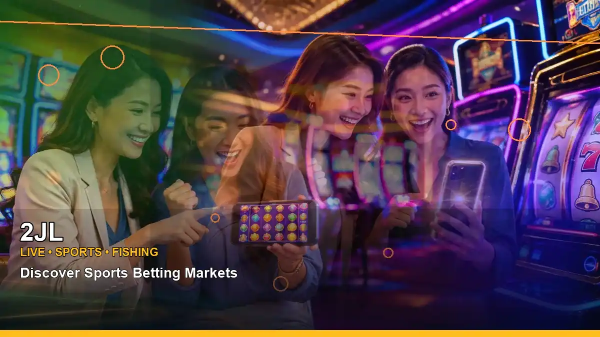 2JL casino cashback rewards featuring an adult Filipina casino host with a panoramic reel composition